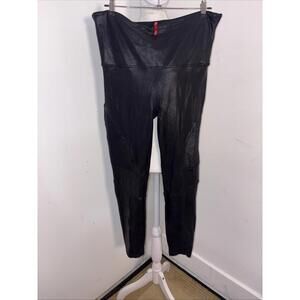 Spanx Faux Leather Moto Leggings Womens Black Shaping 2X/2TG